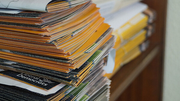 Stack of Liberal Democrat leaflets