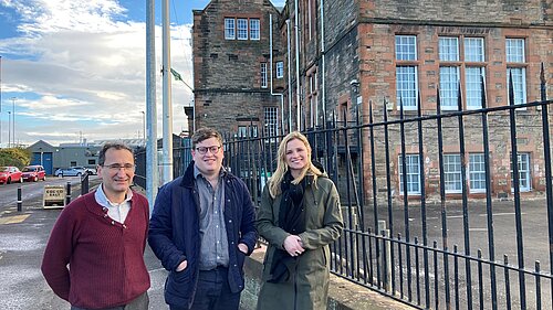 The Lib Dem team outside Roseburn Primary